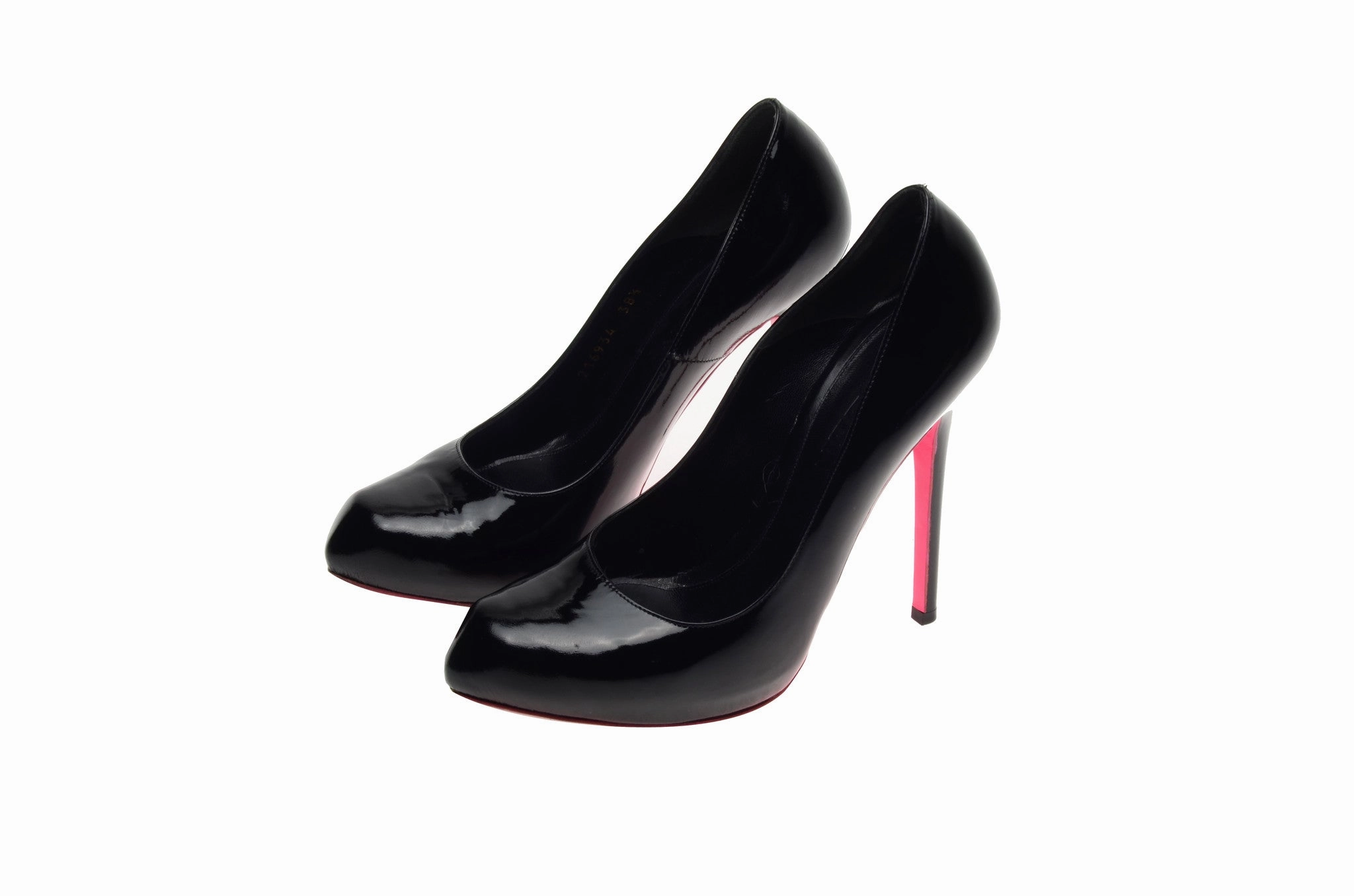 Original Alexander McQueen - Black Heart Shaped Toe High Heels with Pink Sole - IT 38 1/2 Heel Pumps