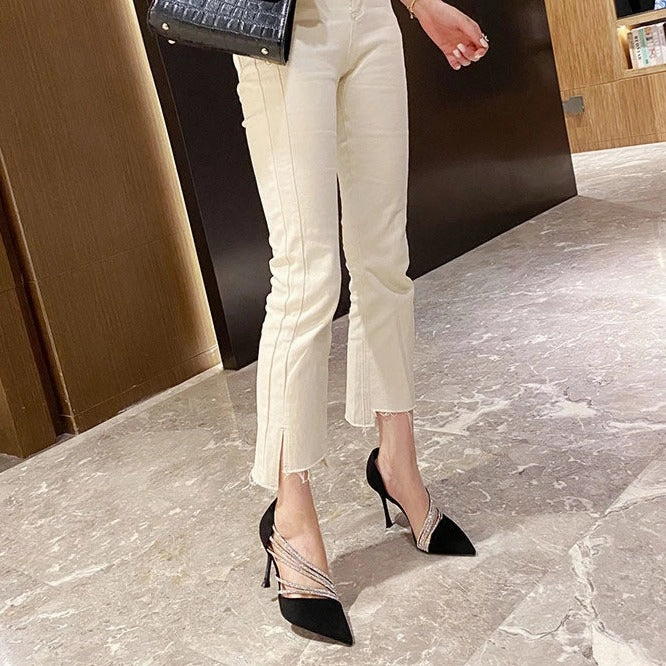 Crystal Line Heels High Heel Tall Boots