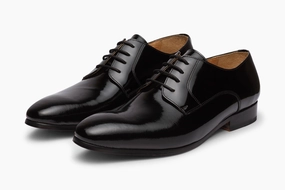 Print Lace Up Shoes Plain Derby - Patent Black