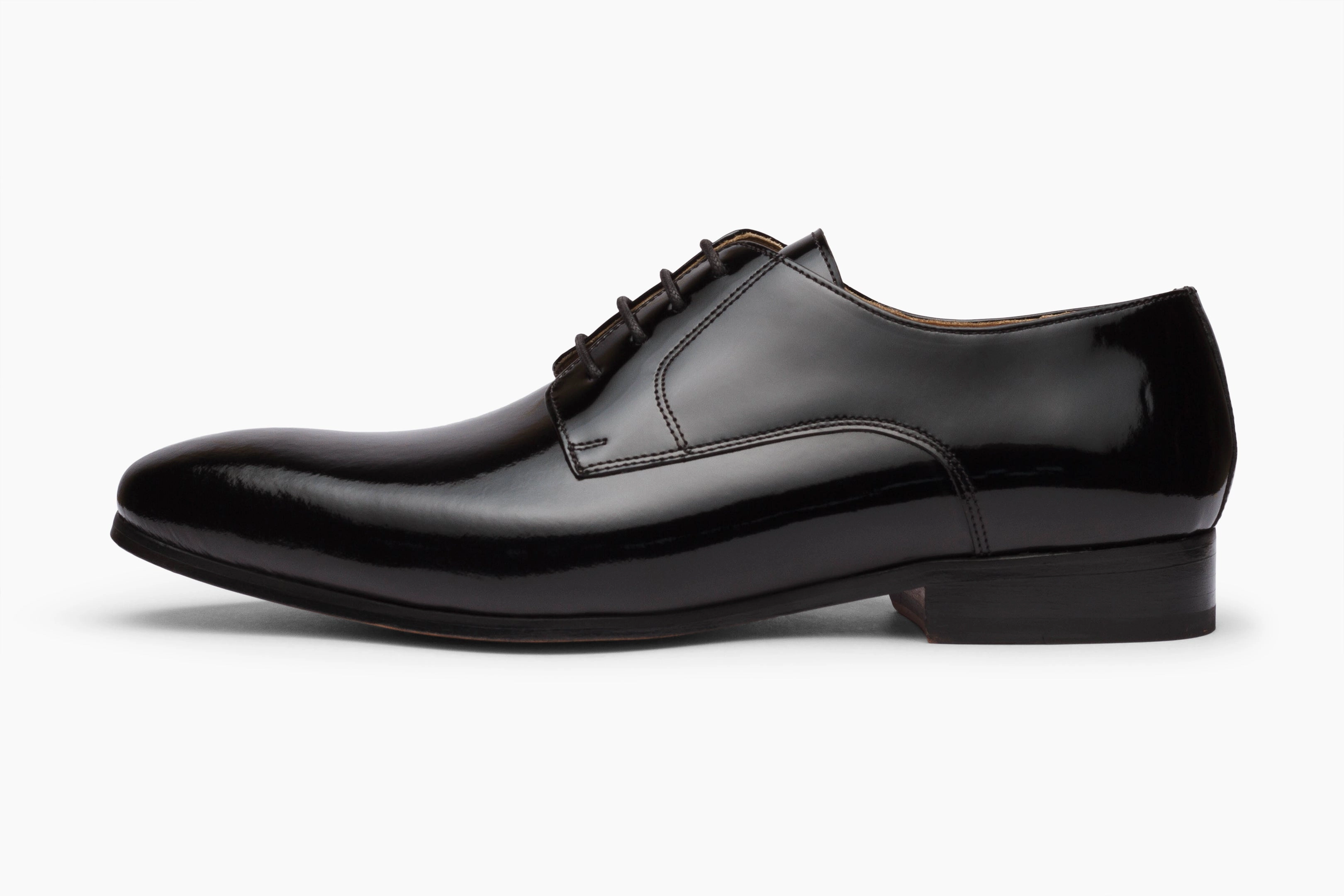 Plain Derby - Patent Black Lace Up Quality Shoes