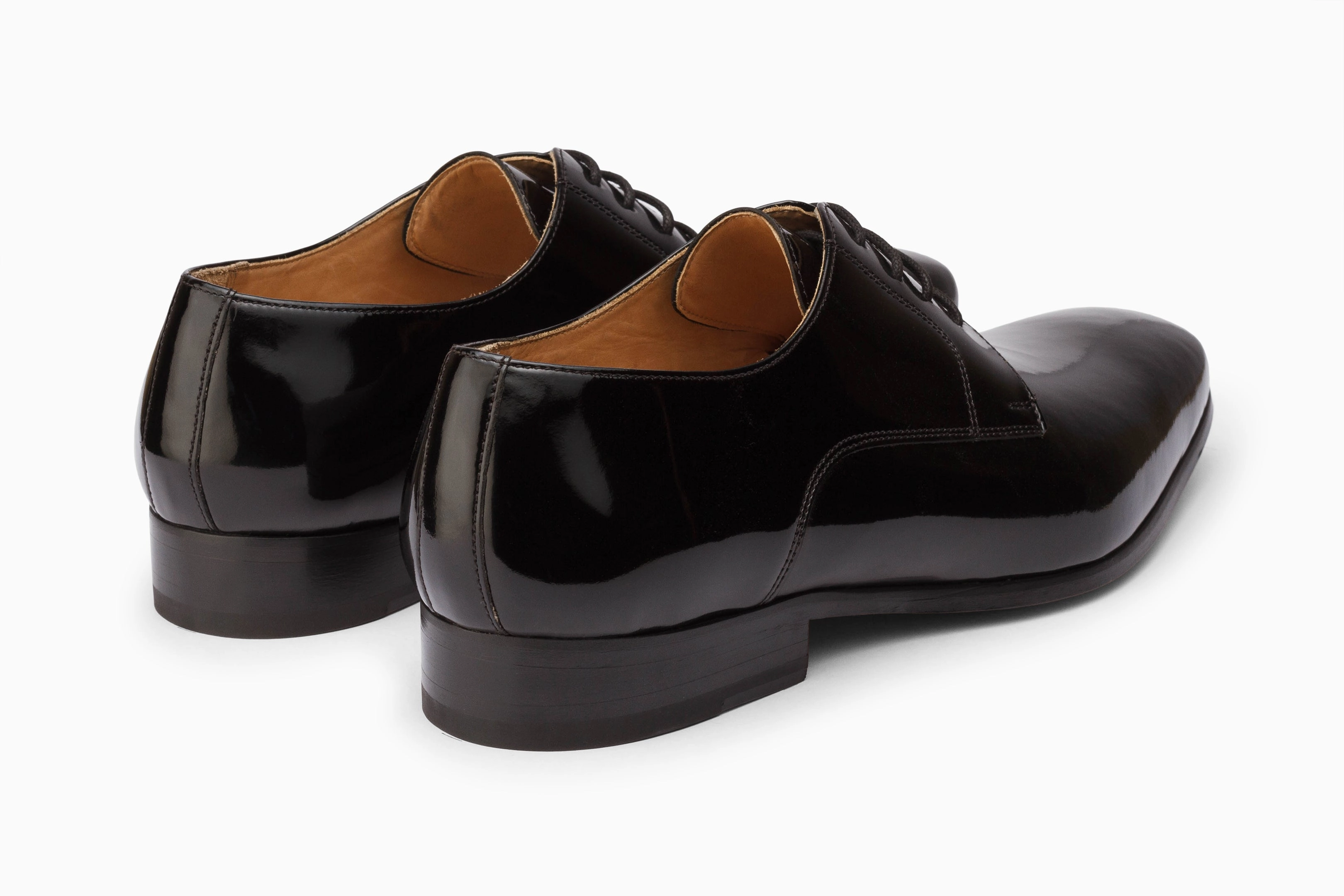 Plain Derby - Patent Black Rubber Sole Derby Shoes
