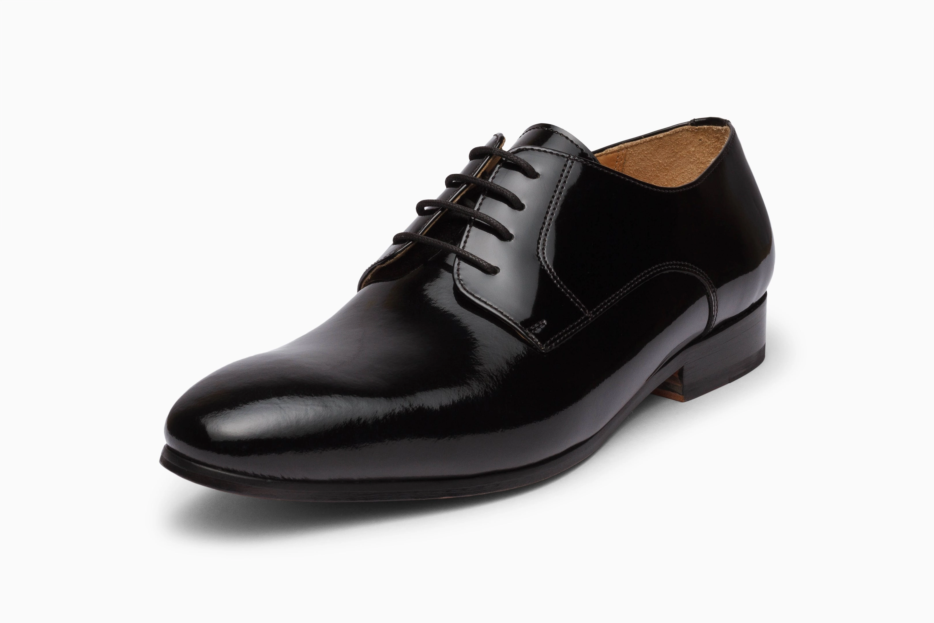 Plain Derby - Patent Black Lace Up Shoe Booties