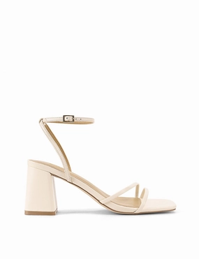 In High Heel Shoes Stacie Block Heel Sandals - Cream White Leather