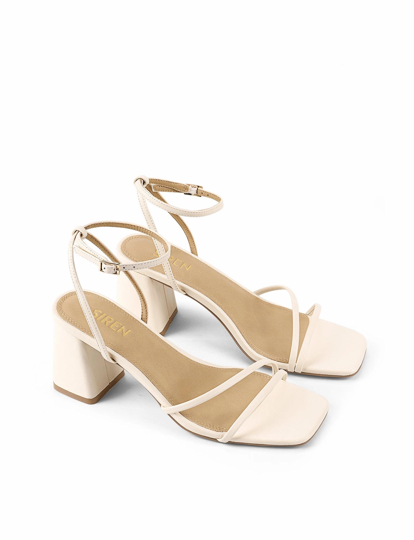 High Heels Cool Stacie Block Heel Sandals - Cream White Leather