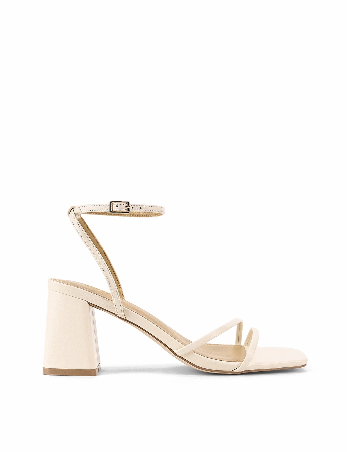Stacie Block Heel Sandals - Cream White Leather Snake Print High Heels