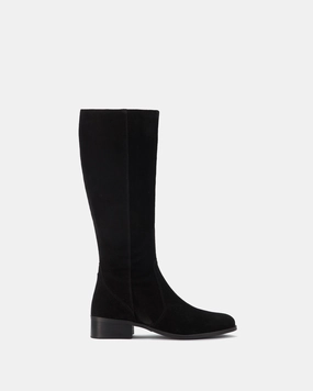 Wide Calf Knee High Stiletto Boots Haltham Standard Knee High Boots in Black Suede