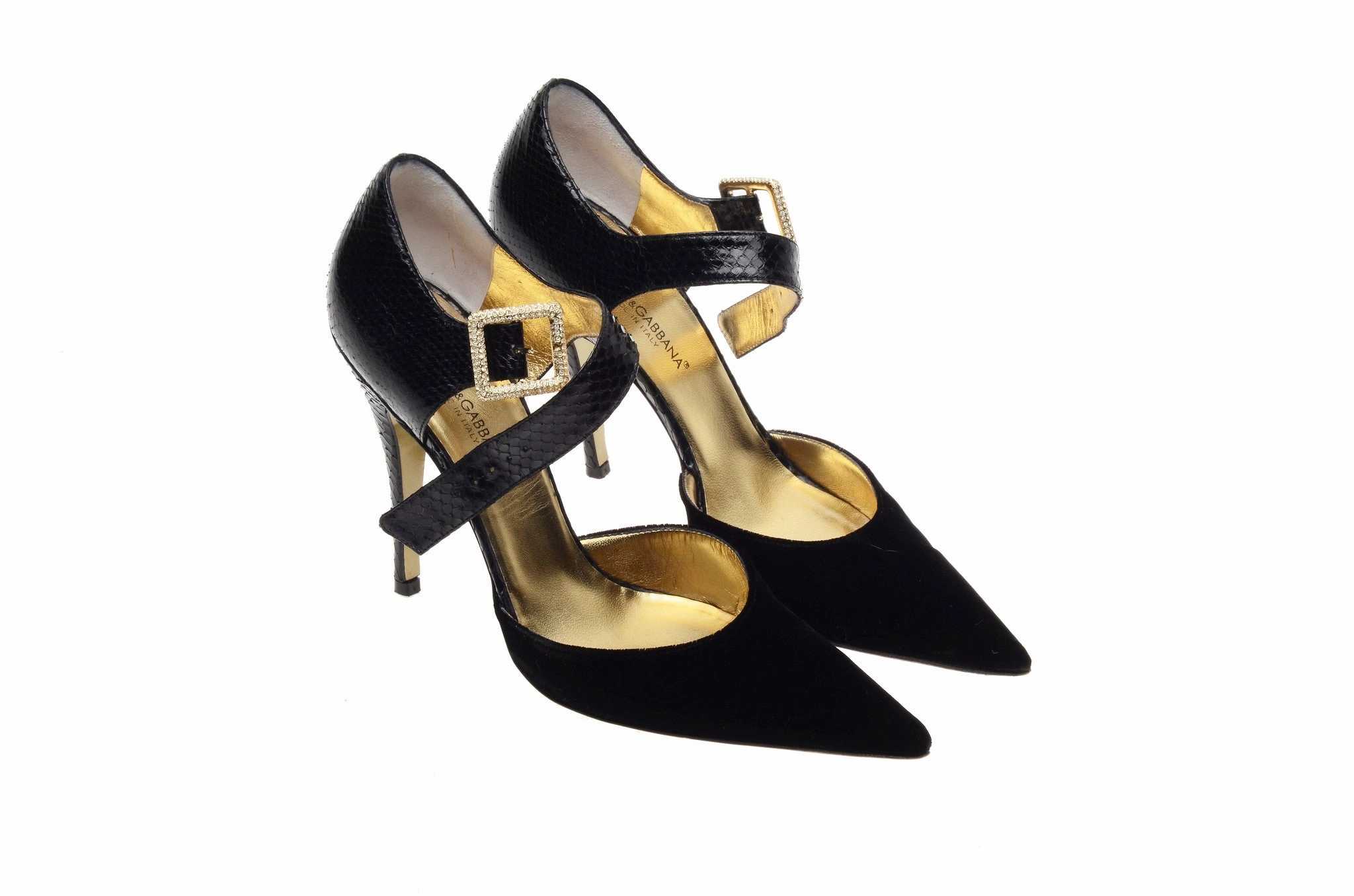 Dolce & Gabbana - Black Point Toe Heels with Ankle Strap - IT 38 1/2 High Heel Safety Shoes