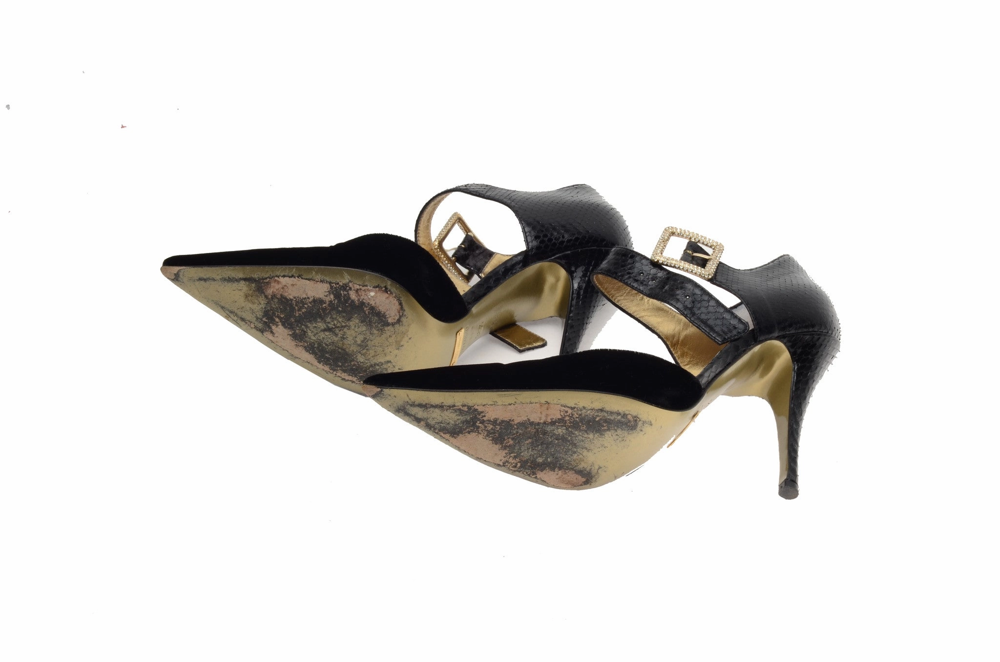 Cake High Heel Shoe Dolce & Gabbana - Black Point Toe Heels with Ankle Strap - IT 38 1/2