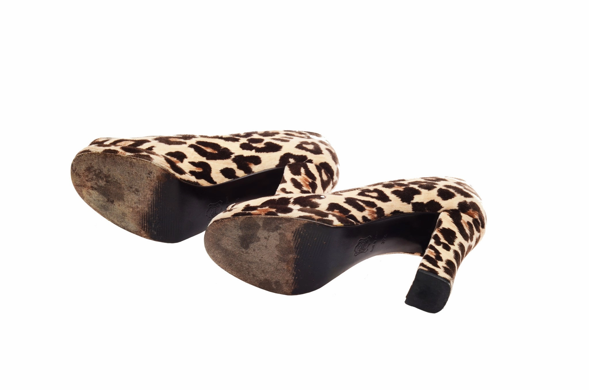 Dolce & Gabbana - Velvet Leopard Platform Heels - IT 37 1/2 High Heel Canvas Shoes