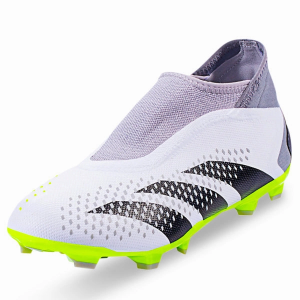 Cheapest Soccer Cleats adidas Predator Accuracy.3 LL Laceless Firm Ground Soccer Cleats (White/Lucid Lemon)