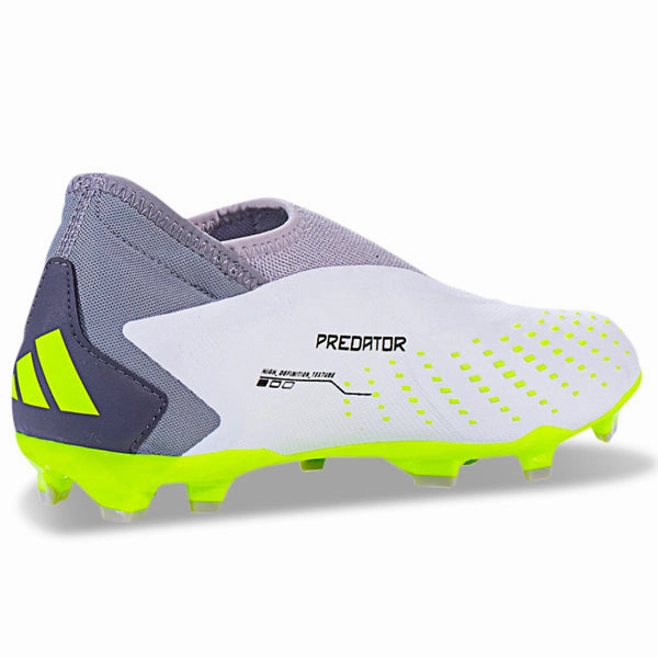 Cheap Soccer Cleats Outlet adidas Predator Accuracy.3 LL Laceless Firm Ground Soccer Cleats (White/Lucid Lemon)