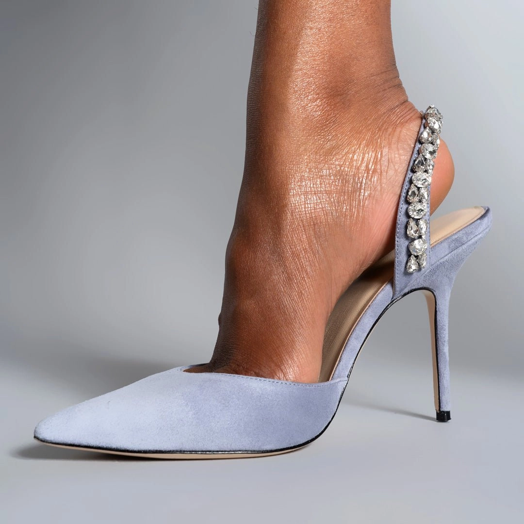 Mermaid High Heels SOLEIL SLINGBACK BLUE GRAY KITTEN