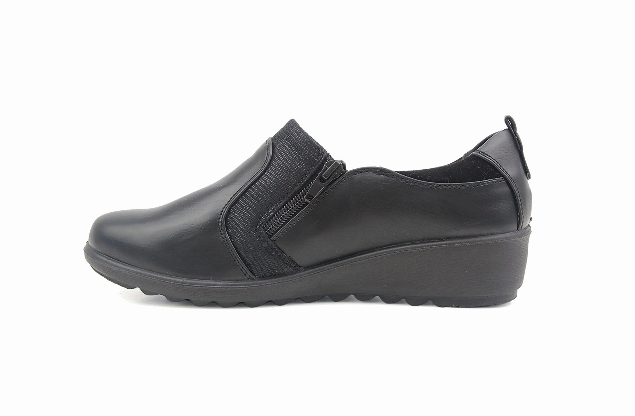 Wedding Loafers Womens Ladies Black Slip On Zip Loafers Flats