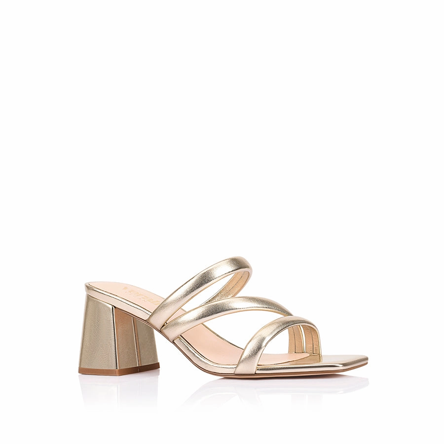 Stallone Block Heel Mules - Champagne Gold High Heels Teenager