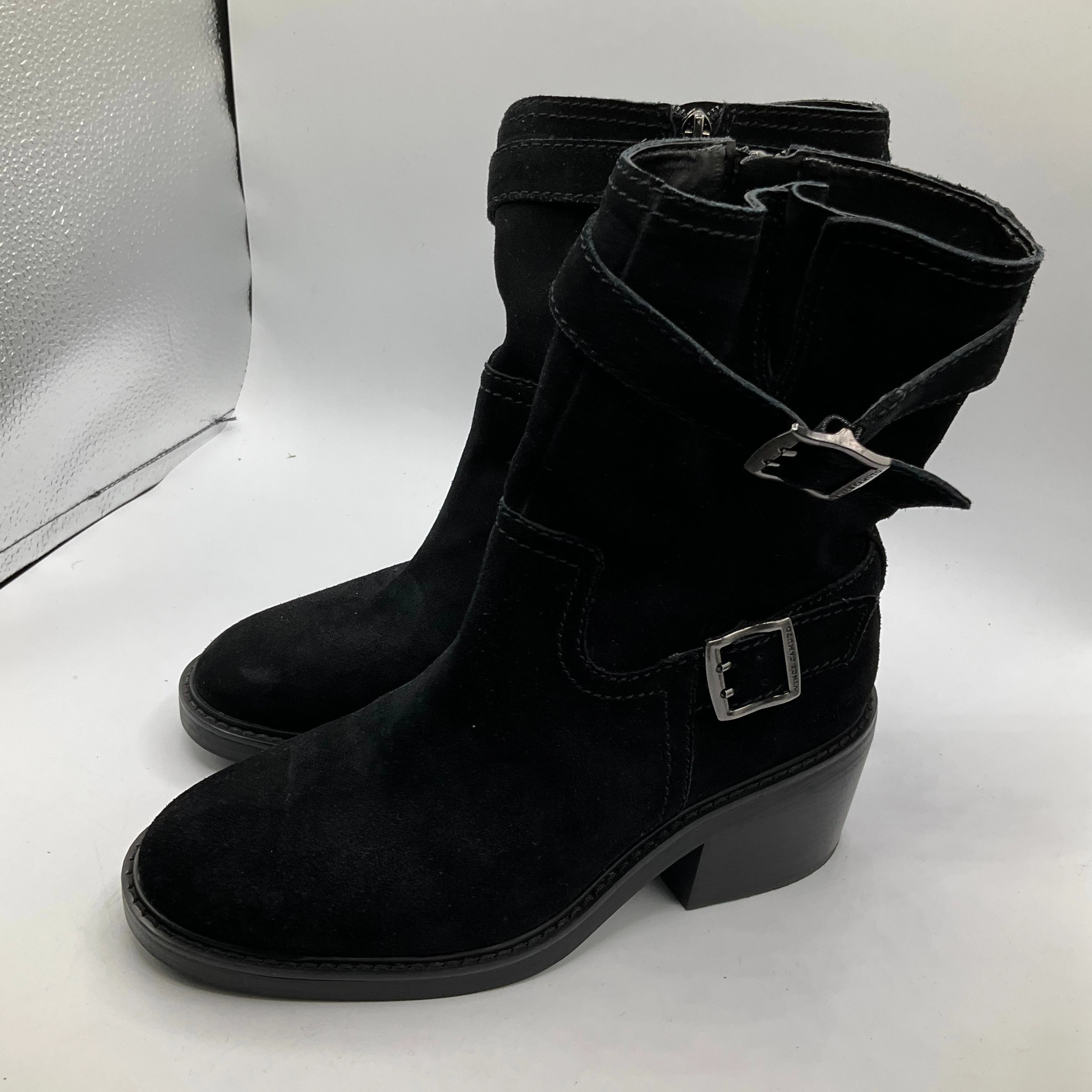 Boots Mid-calf Heels By Vince Camuto In Black, Size: 7.5 Steel Toed Cowboy Boots