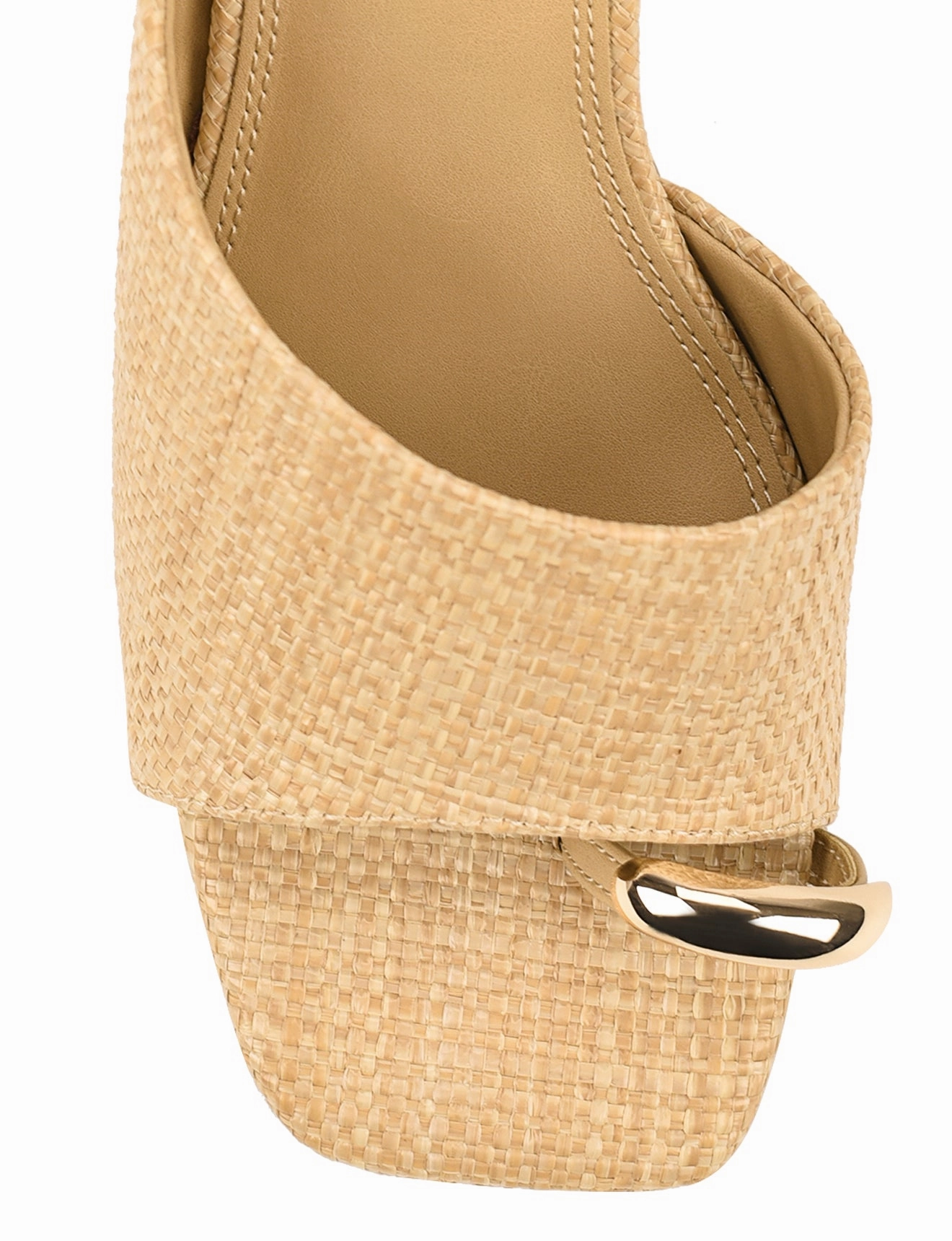 Very Comfortable High Heels Stanton Block Heel Mules - Natural Raffia