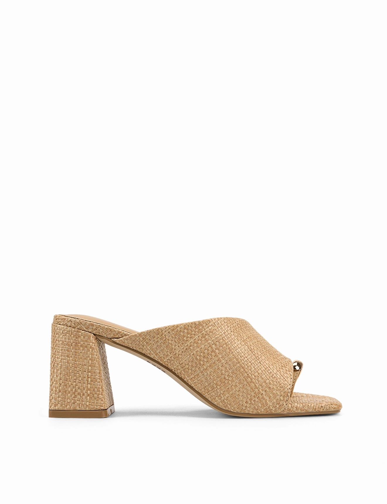 High Heels Posing Stanton Block Heel Mules - Natural Raffia