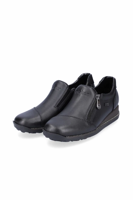 Waterproof Duck Shoes For Women Rieker Ladies Shoes 44265-00 black slip on waterproof shoe