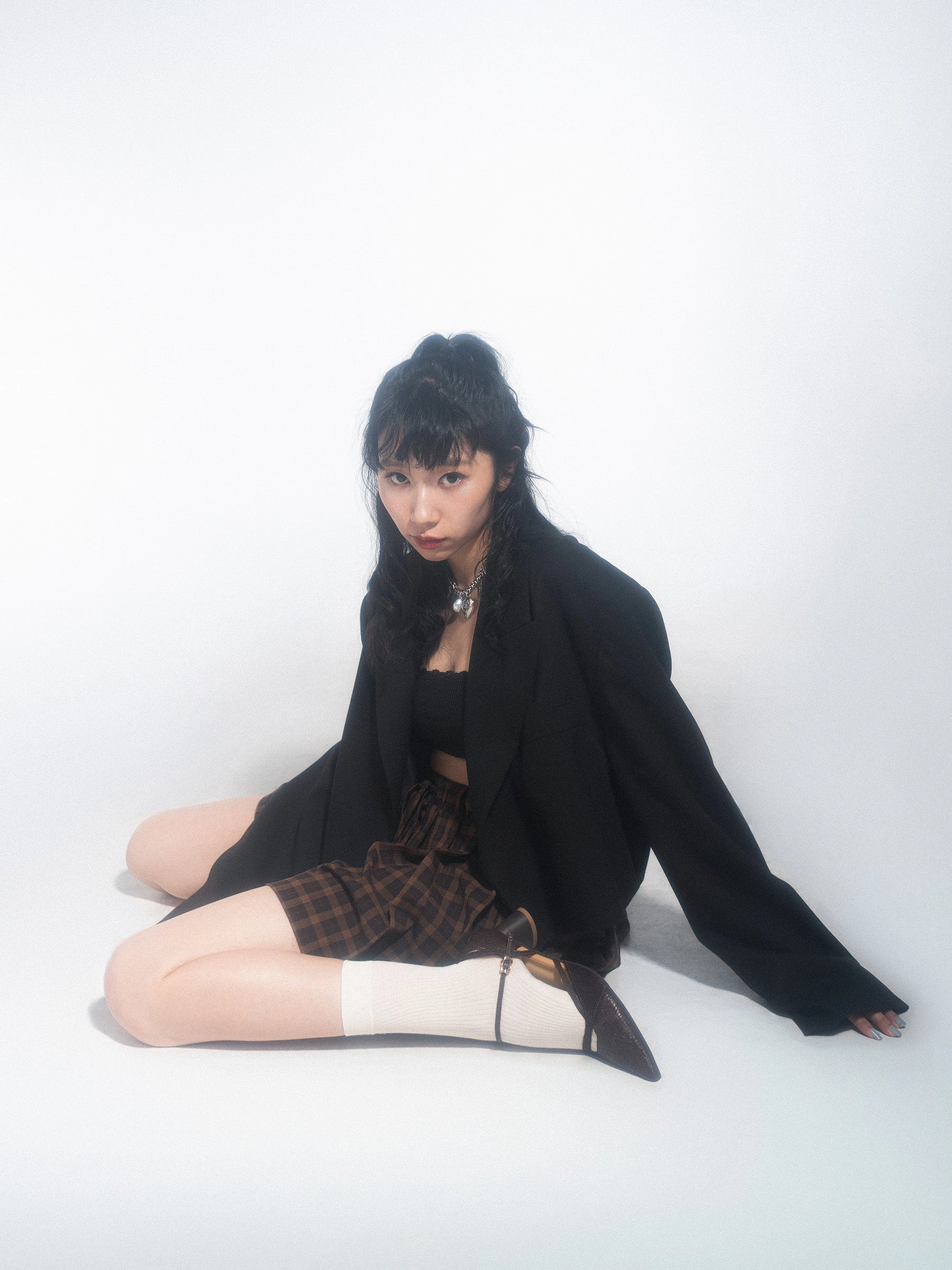 Alia  Pointed Toe Mixed Leather Heels