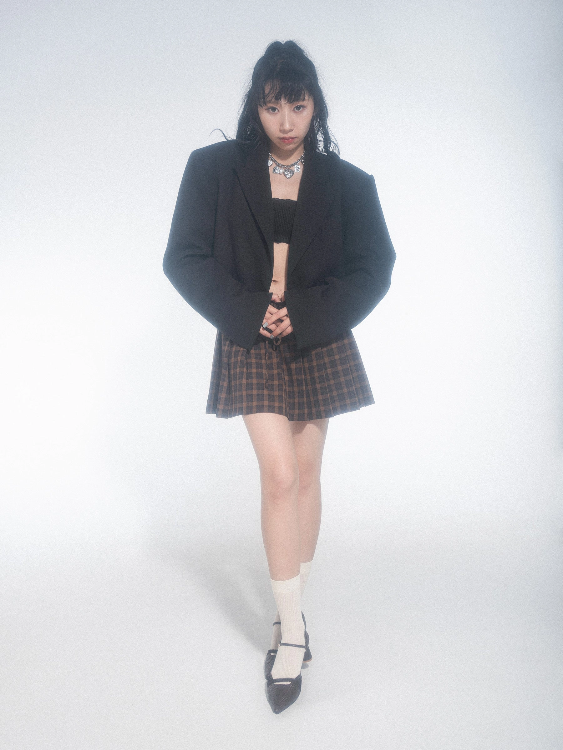 Alia  Pointed Toe Mixed Leather Heels