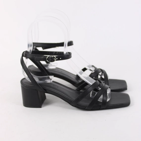 Atmos & Here Black Leather Heels Shimmer High Heels