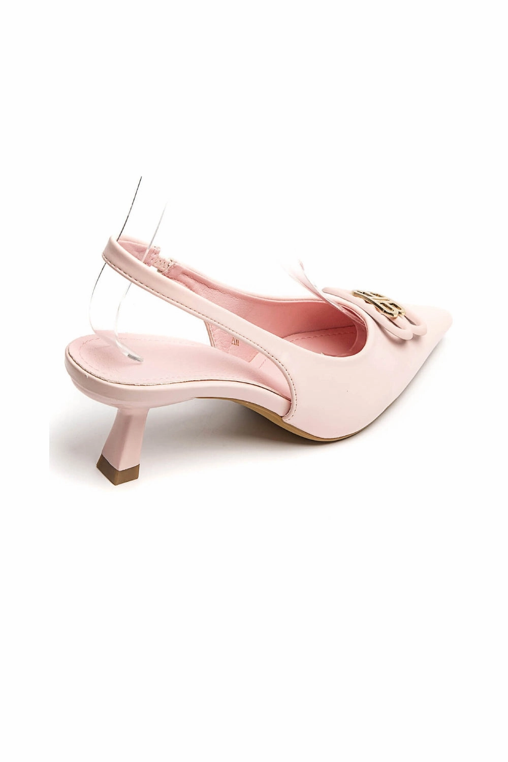 High Heel Dress Boots PINK SLING BACK POINTED METAL DETAILED LOW HEEL MULES