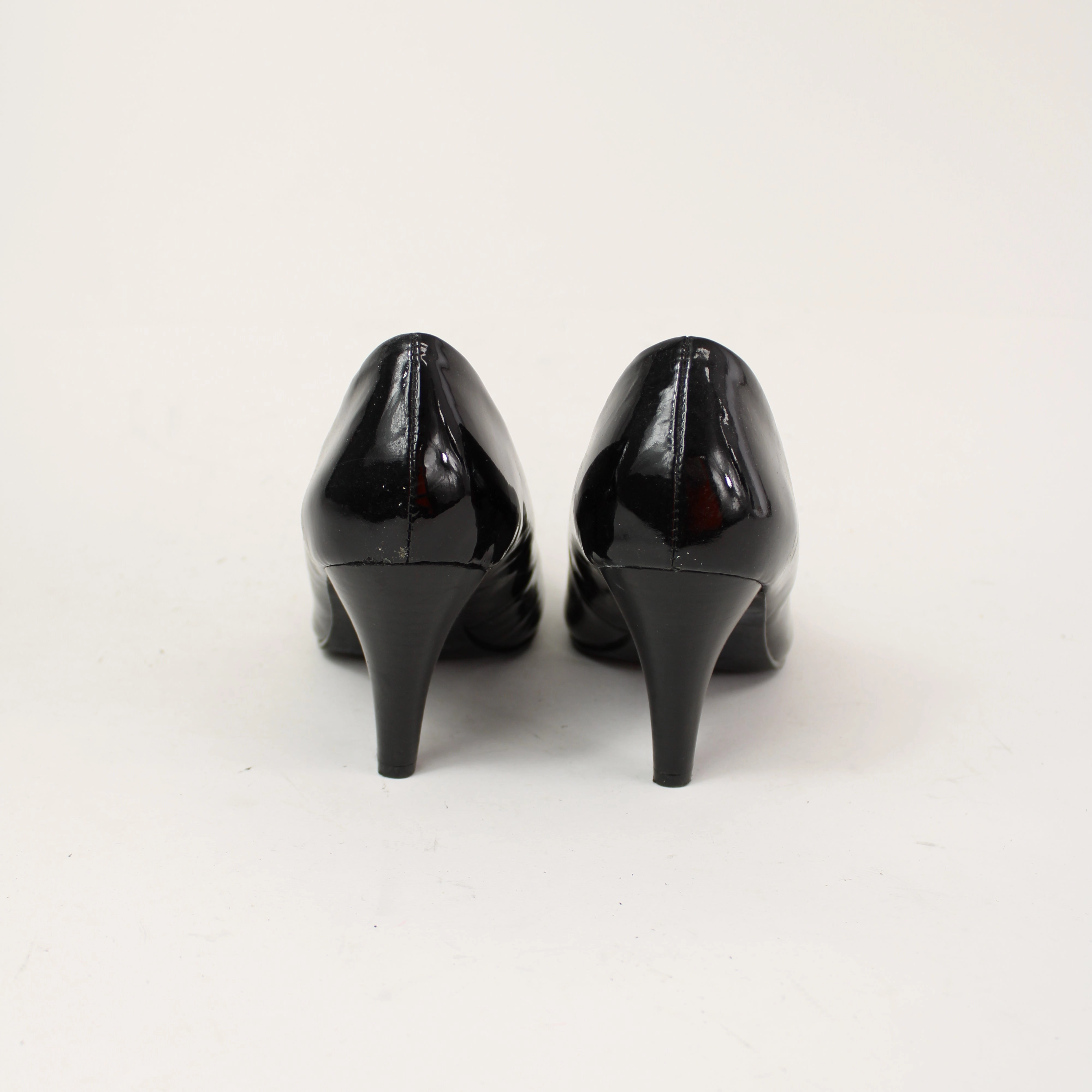 Strappy High Heel Easy Steps Black Patent Leather Heels