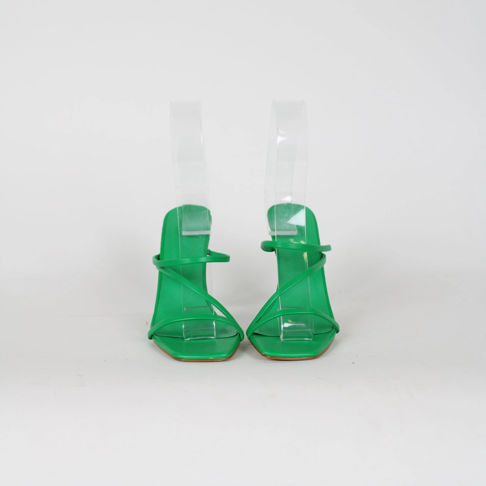 Billini Green Strappy Heels Cute Closed Toe High Heels
