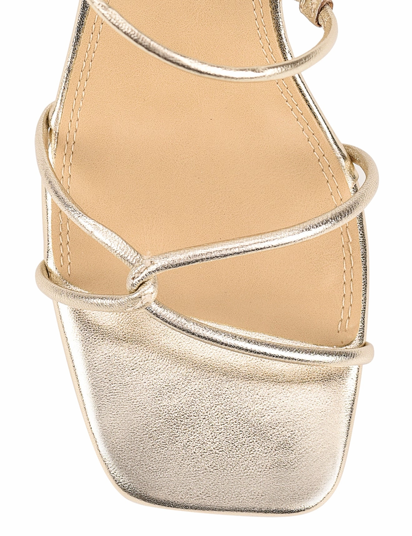 Strike Strappy Block Heels - Gold Metallic Leather Glitter Thigh High Heels