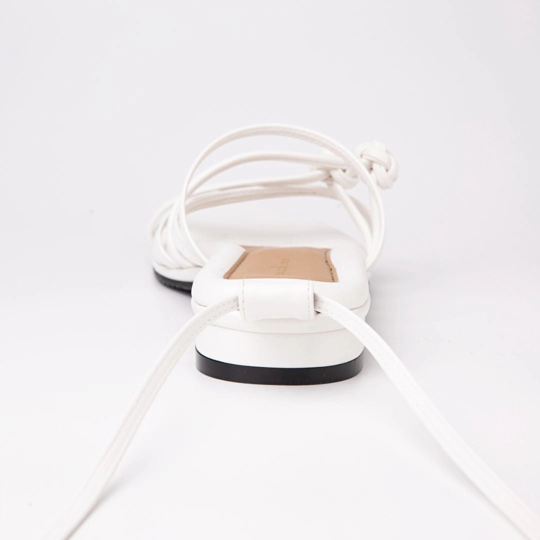 Double Chinese Knot Flats (White Leather) High Heels Mini Dress