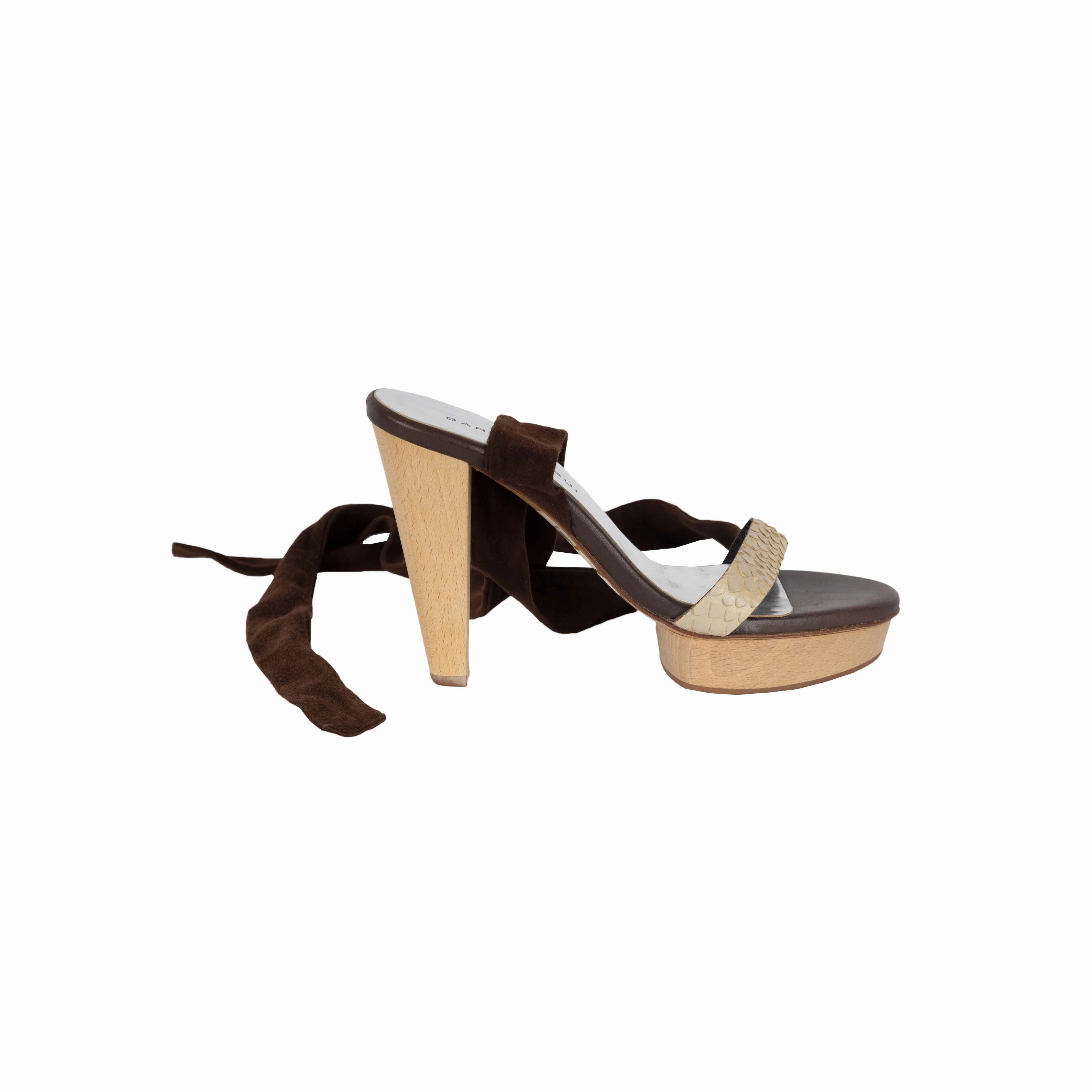 Barbara Bui Suede and Snakeskin Lace-up Heels - '10s Target Heels