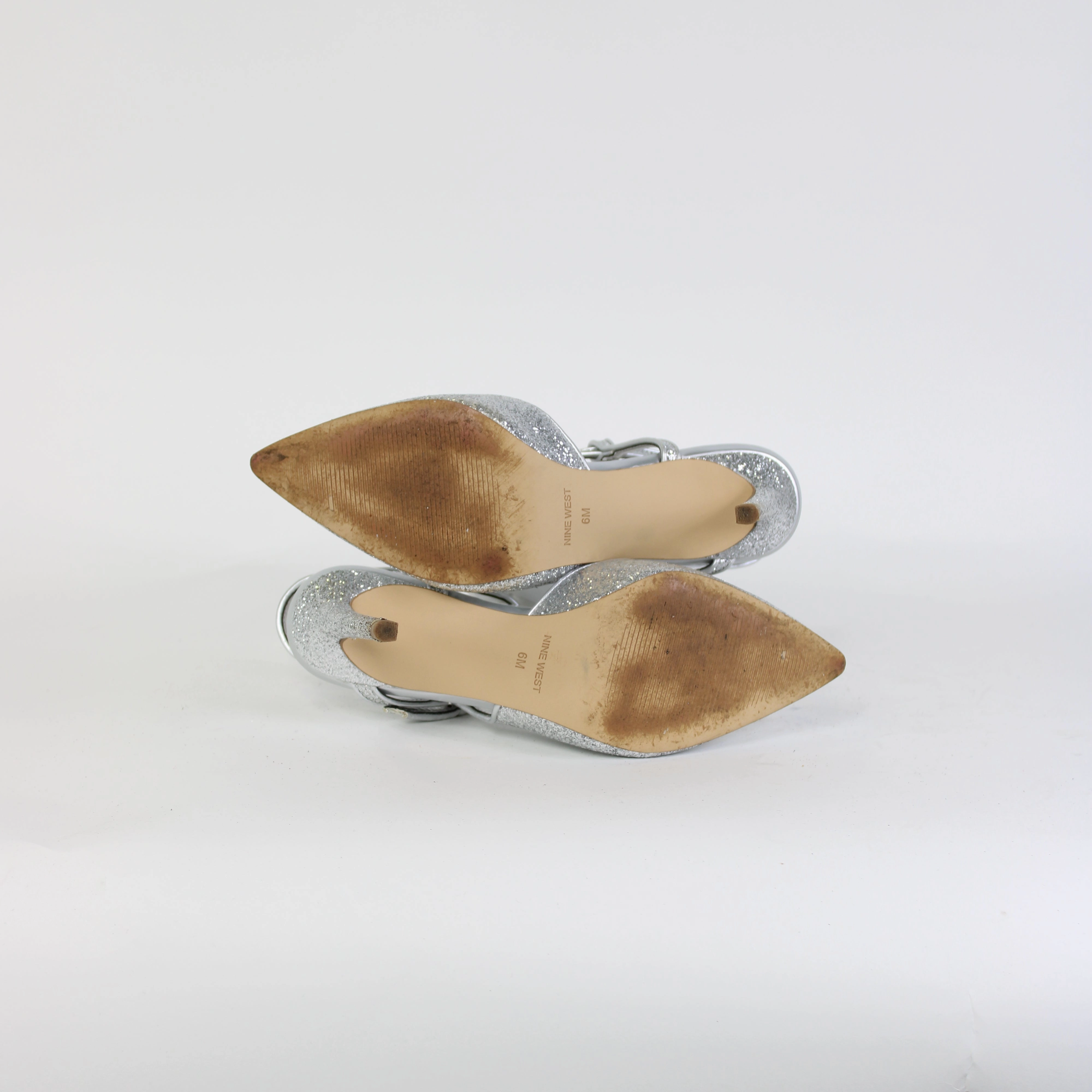 Slouch Boots Heel Nine West Silver Glitter Heels