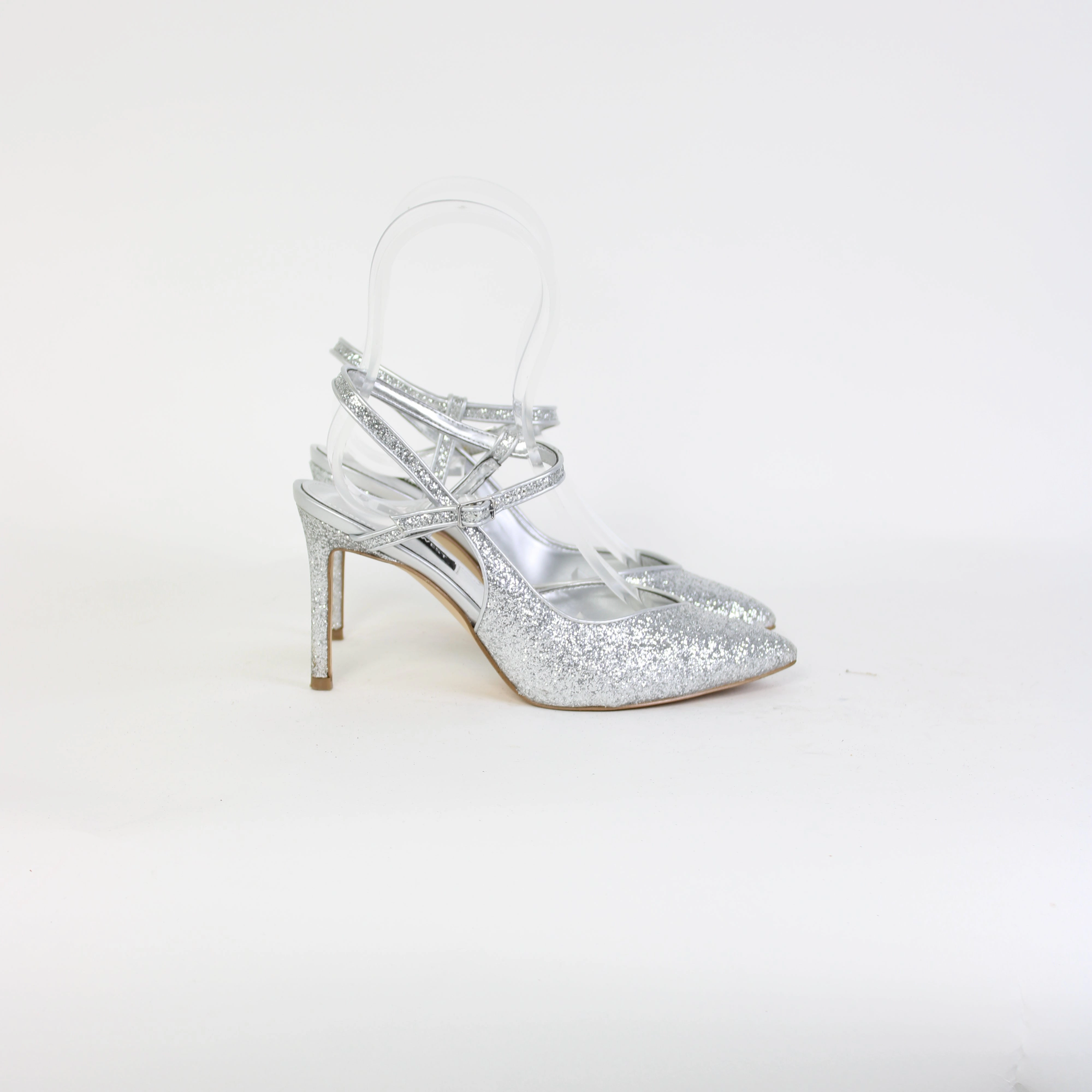 High Heels Ballet Nine West Silver Glitter Heels