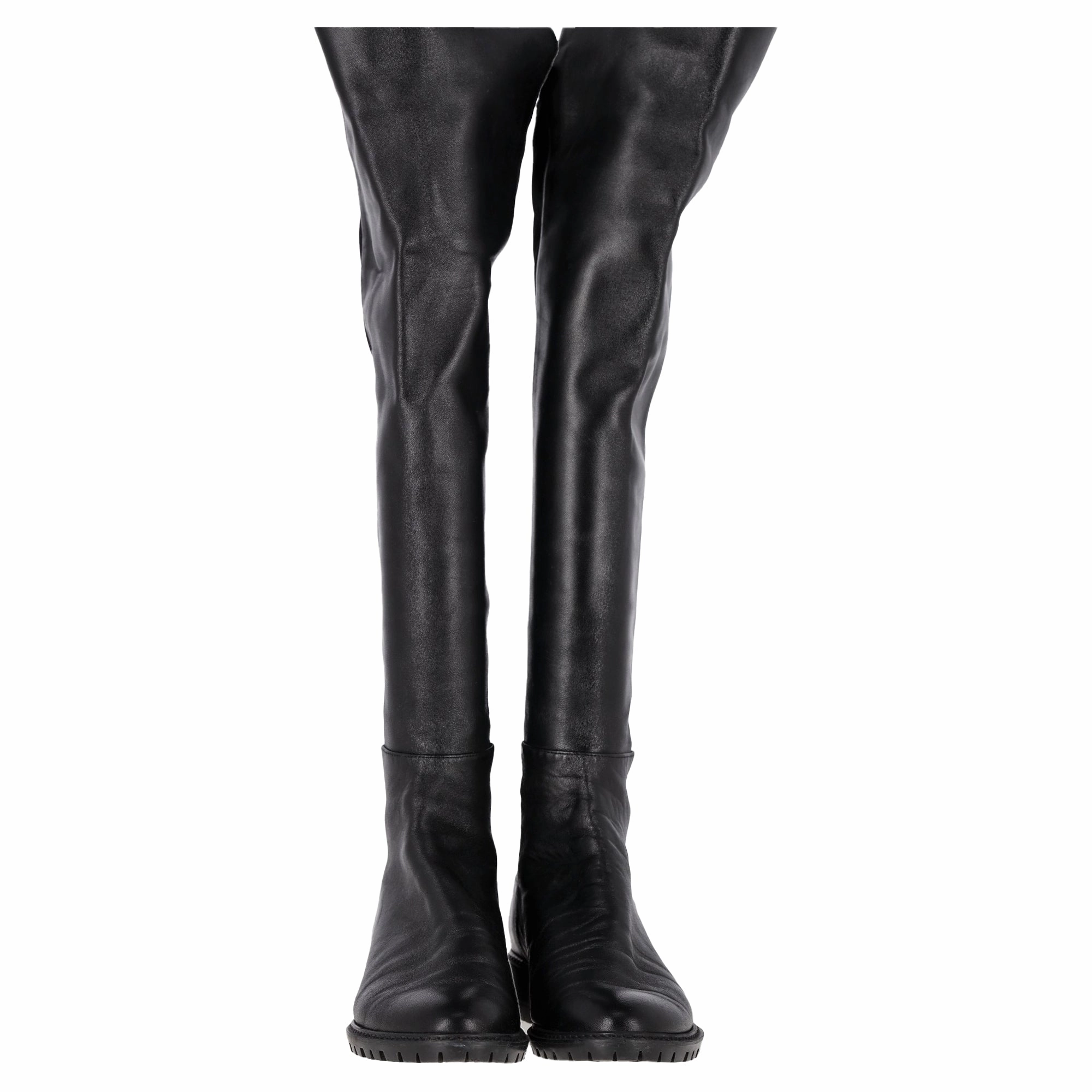 Borne Boots Stuart Weitzman 5050 Lift Over-the-Knee Boots in Black Leather and Suede