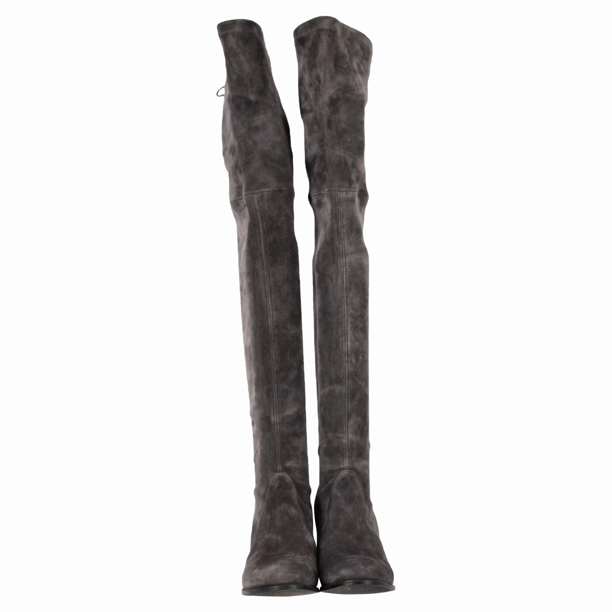 Best Waterproof Dress Boots Stuart Weitzman Genna Over The Knee Boots in Grey Suede