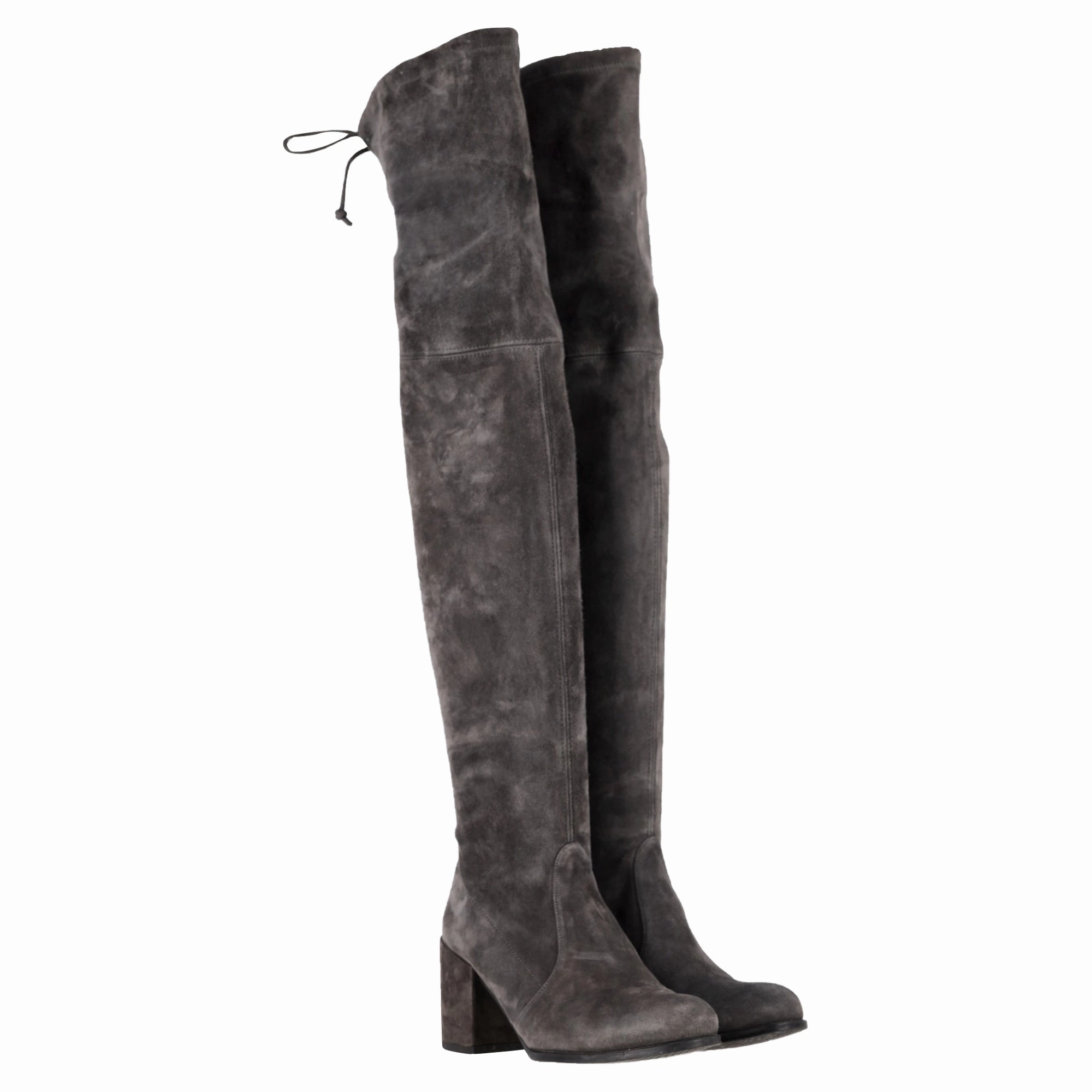 Stuart Weitzman Genna Over The Knee Boots in Grey Suede Horse Bell Boots