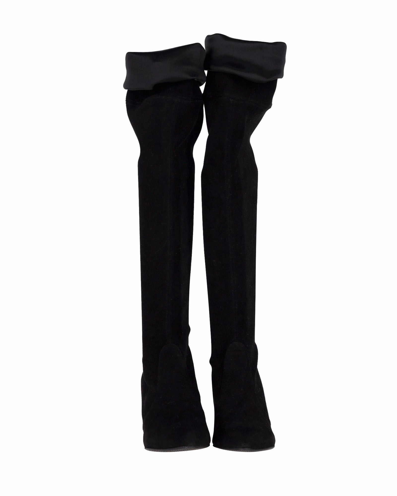 Wide Calf Tall Boots Stuart Weitzman Tieland Over-The-Knee Boots in Black Suede