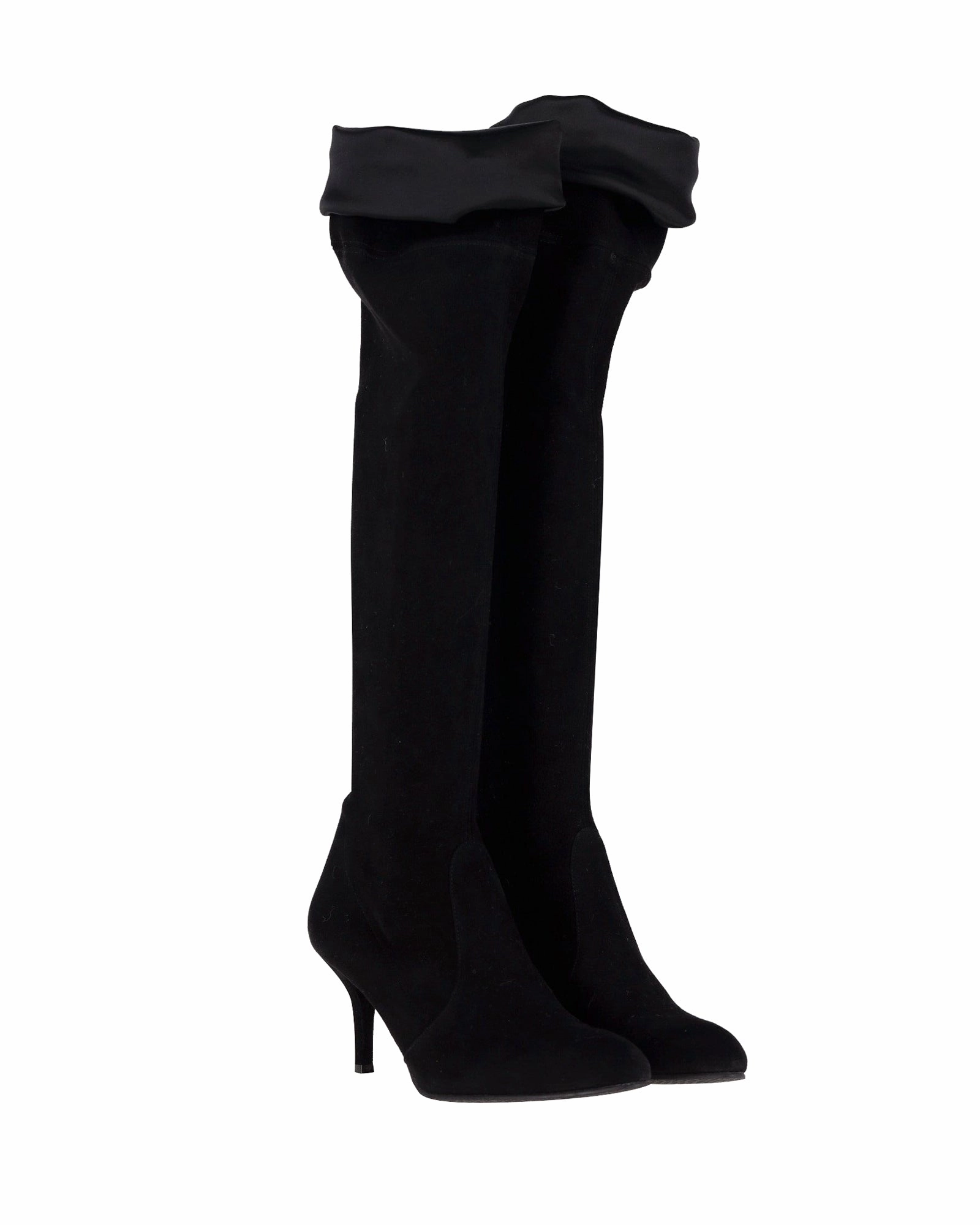 Stuart Weitzman Tieland Over-The-Knee Boots in Black Suede Deadpool Boots