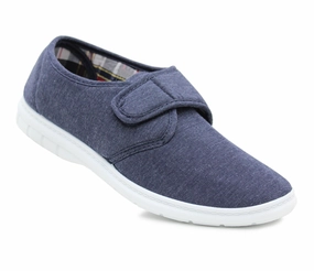 Mens Touch Fasten Casual Navy Canvas Trainer Pumps Flat Driving Loafers Shoes Modern Loafers