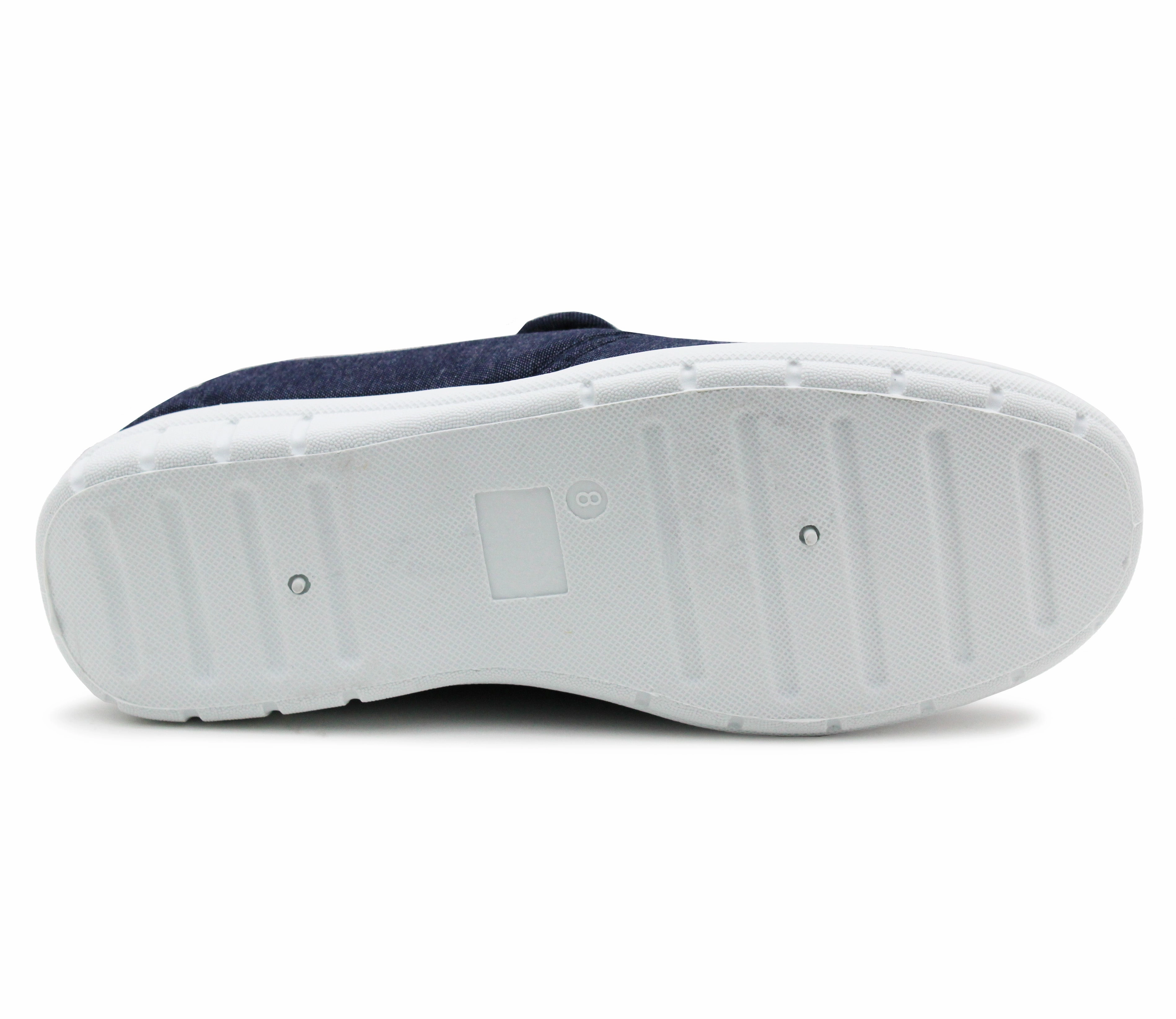 Mens Touch Fasten Casual Navy Canvas Trainer Pumps Flat Driving Loafers Shoes Ballet Flat Loafers