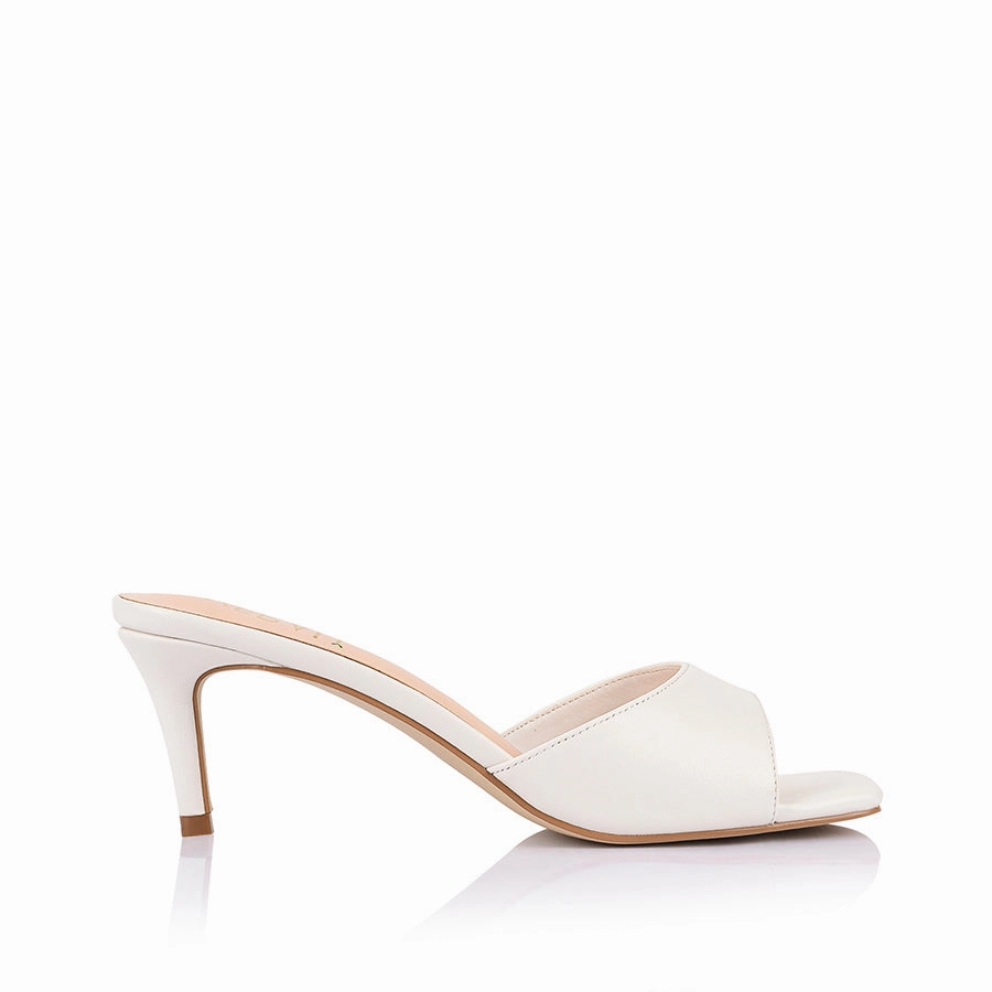 High Heel Trample Stories Tabitha Heeled Mules - Chalk White