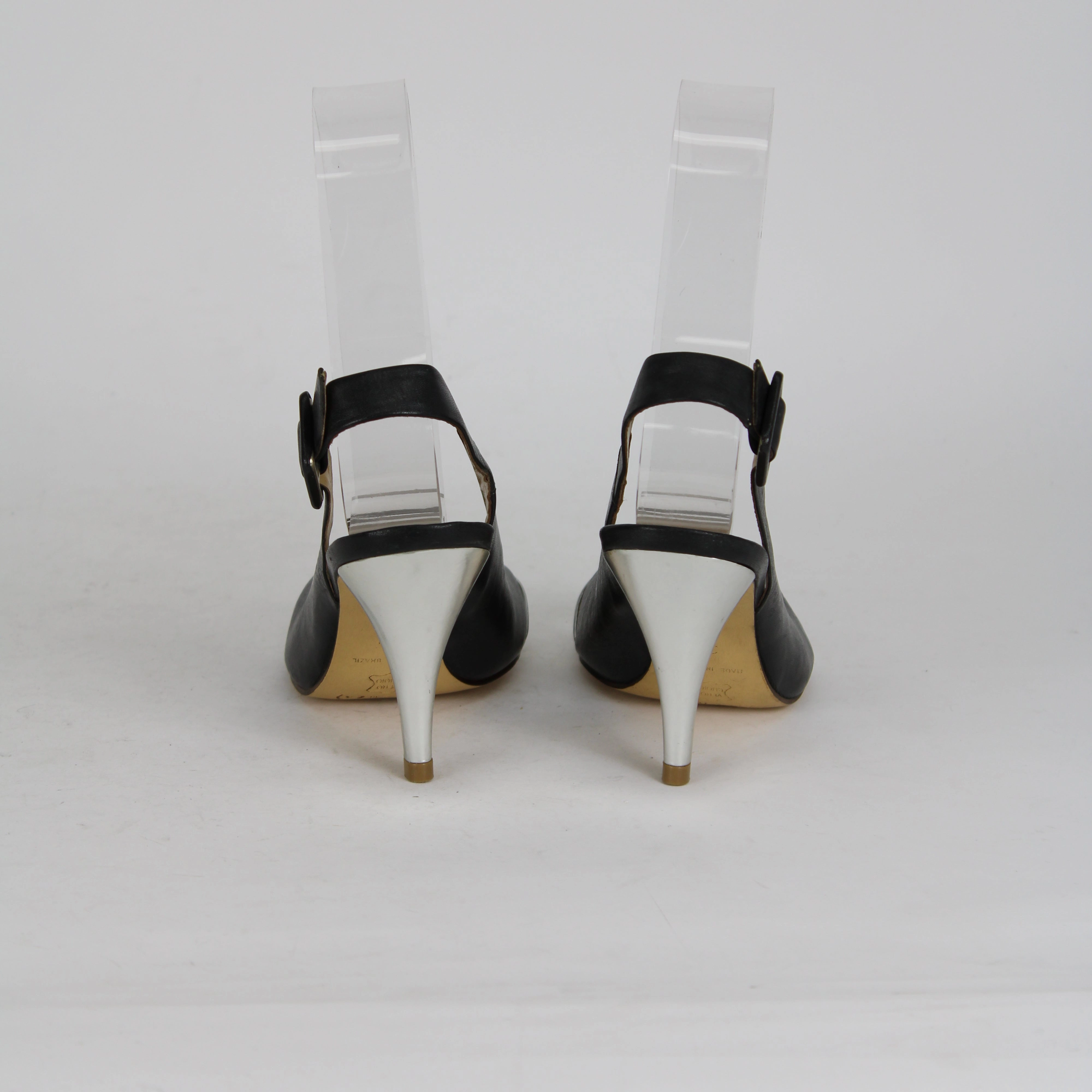 Aliexpress Heels Vicenza Black Leather Slingback Heels