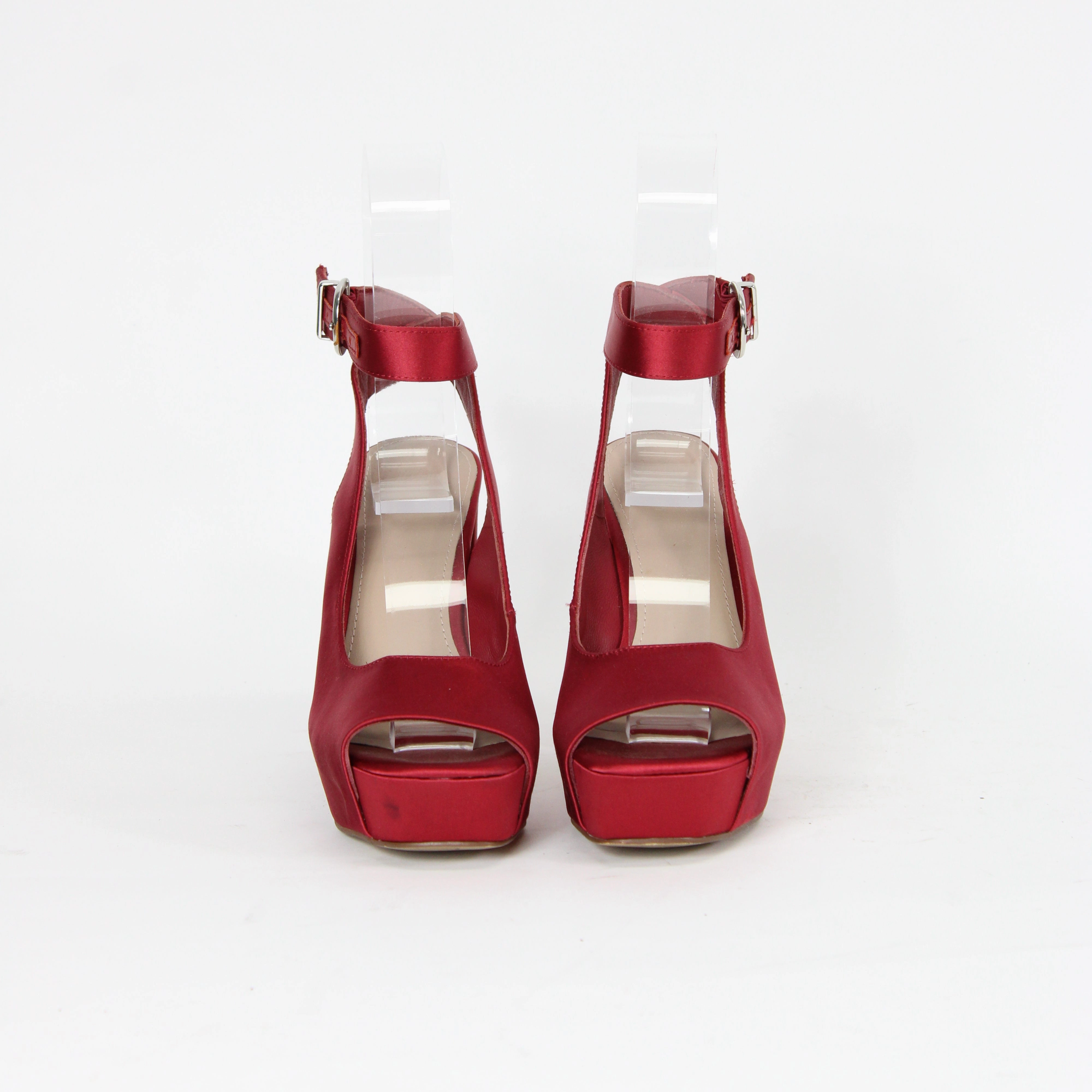 High Heel Chunky Boots Wittner Red Satin Heels