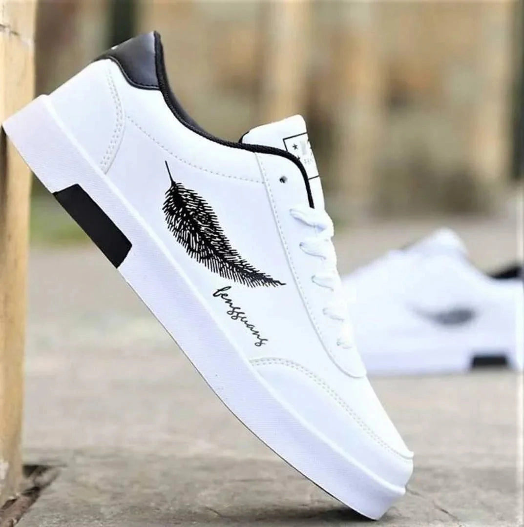 Men's Classic White Synthetic Leather Casual Shoes Best Running Shoes For High Instep