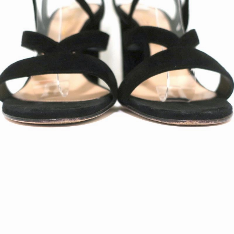 Leather Knee Block Heel Boots Gianvito Rossi Janis 105 Lace-Up Sandals Black Suede Size 37 Open Toe Heels