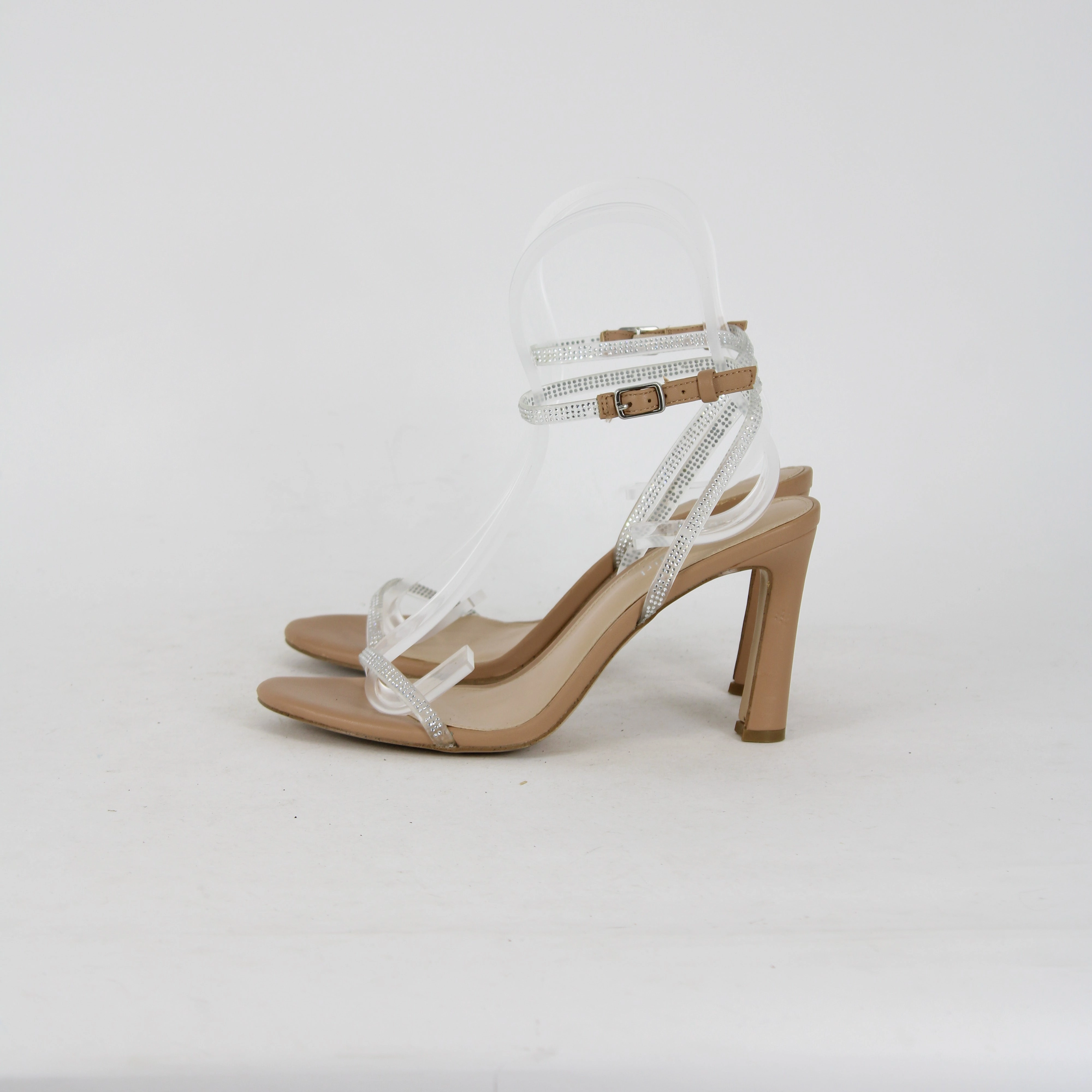 Steve Madden Beige Strappy Heels High Boots Block Heel