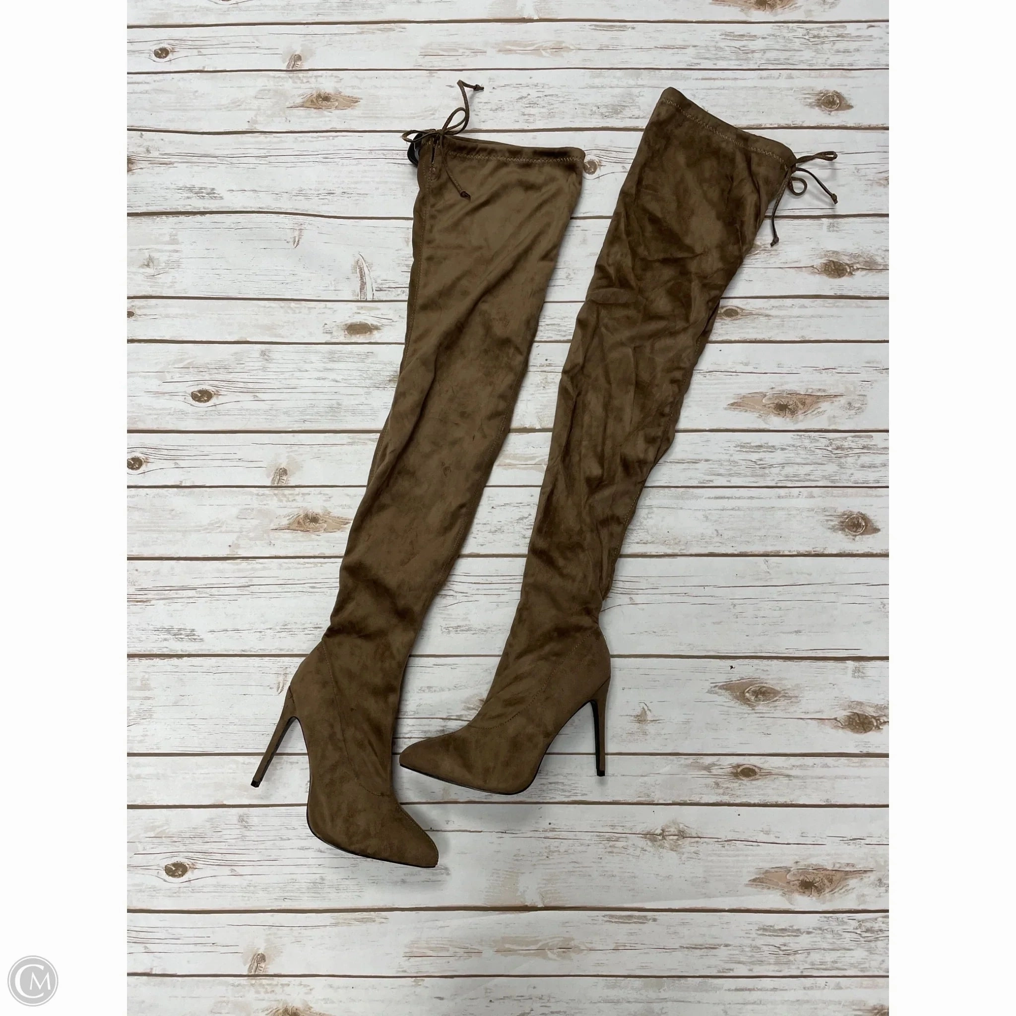Boots Over-the-knee Heels By Cme In Taupe, Size: 11 Twisted Boots