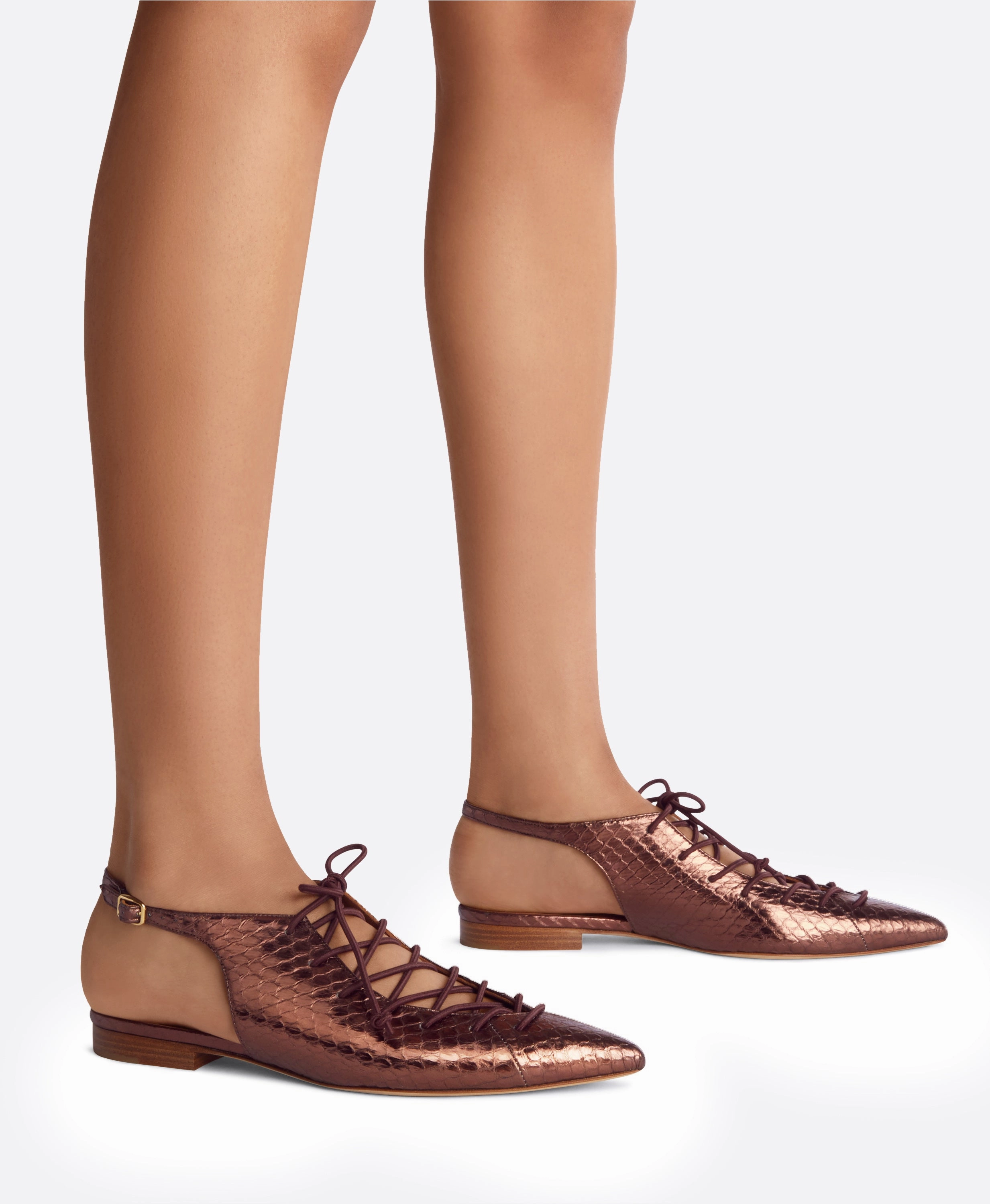 Alessandra Metallic Brown Flat Slingbacks Shoes Flats Oxfords