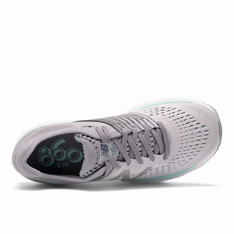 Women's New Balance Pink 860v10 - Steel with Light Aluminum and Light Reef - Women's