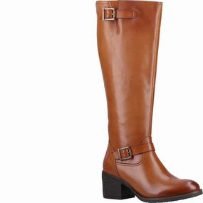 Leather-look Knee High Metal Trim Riding Boots Tan Heidi Calf Boots